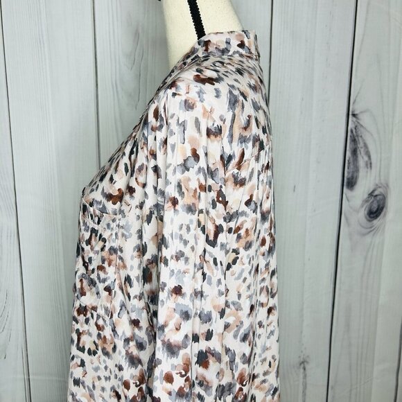 Bella Dahl Revolve Button Down Abstract Print Long Sleeve Shirt Hi-Low Sz L - Picture 5 of 9